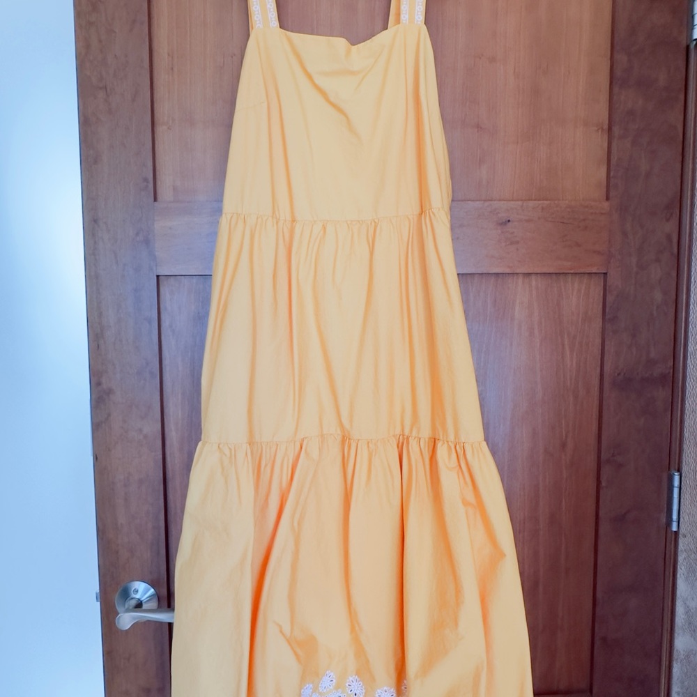 J. Crew Sunny Yellow Tiered Sundress with Embroidered Hem